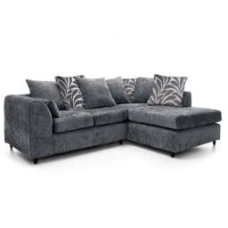 Furnishings For Less UK Zina Fabric L Shaped Corner Sofa Right Hand Facing 3-4 Seater Chenille in Grey - thumbnail 2