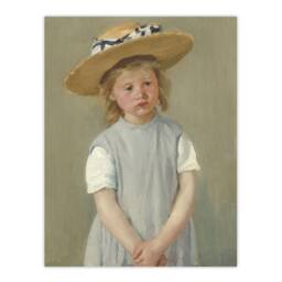 "Artery8 Child in a Straw Hat Painting Cassatt Vintage Wall Art Print Poster in Grey - Size: W18"" x H24""" - thumbnail 1