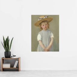 "Artery8 Child in a Straw Hat Painting Cassatt Vintage Wall Art Print Poster in Grey - Size: W18"" x H24""" - thumbnail 4
