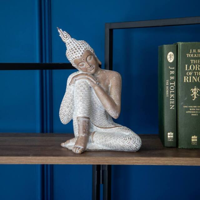 Madison & Mayfair Small Sitting Resin Buddha Ornament in Stone - image 1