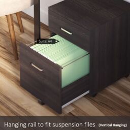 VINSETTO 2-Drawer Locking Office Filing Cabinet 5 Wheels Rolling Storage in Black - thumbnail 4