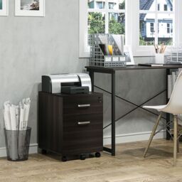 VINSETTO 2-Drawer Locking Office Filing Cabinet 5 Wheels Rolling Storage in Black - thumbnail 1