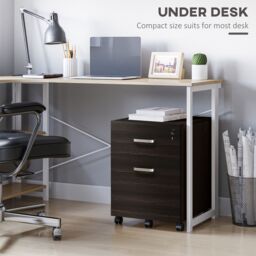 VINSETTO 2-Drawer Locking Office Filing Cabinet 5 Wheels Rolling Storage in Black - thumbnail 5