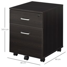 VINSETTO 2-Drawer Locking Office Filing Cabinet 5 Wheels Rolling Storage in Black - thumbnail 3