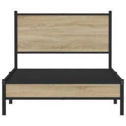 Berkfield Home Metal Bed Frame without Mattress Sonoma Oak 100x200 cm in Brown - thumbnail 5