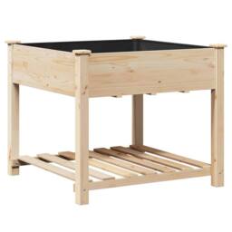 Berkfield Home Full Garden Planter with Shelf 90x90x76 cm Solid Wood Fir in Beige - Size: 90 x 90 x 76 cm - thumbnail 3