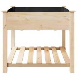 Berkfield Home Full Garden Planter with Shelf 90x90x76 cm Solid Wood Fir in Beige - Size: 90 x 90 x 76 cm - thumbnail 5