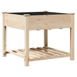 Berkfield Home Full Garden Planter with Shelf 90x90x76 cm Solid Wood Fir in Beige - Size: 90 x 90 x 76 cm - thumbnail 7