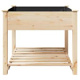 Berkfield Home Full Garden Planter with Shelf 90x90x76 cm Solid Wood Fir in Beige - Size: 90 x 90 x 76 cm - thumbnail 6