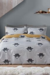 Fusion 'Highland Cow' Brushed Duvet Cover Set in Yellow - Size: King - thumbnail 5