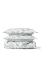 CHRISTY 'Kew' Floral Stripe Reversible Cotton Sateen Duvet Cover Set in Aqua - Size: King - thumbnail 2