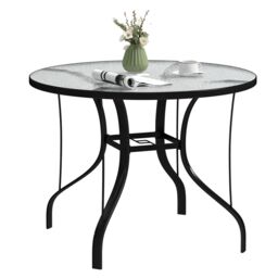 OUTSUNNY Outdoor Dining Table with Parasol Hole, Round, 96.5 x 96.5 x 71 cm in Black - thumbnail 2