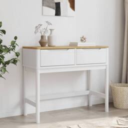 Berkfield Home Console Table FLORO White 89.5x36.5x73 cm Solid Wood Pine - thumbnail 3