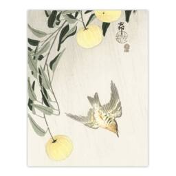 "Artery8 Cuckoo In Early Summer Rain Vintage Japan Wall Art Print Koson in Yellow - Size: W12"" x H16""" - thumbnail 1