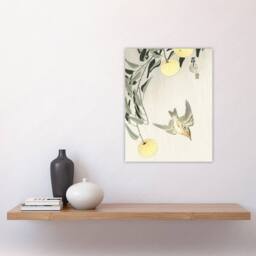 "Artery8 Cuckoo In Early Summer Rain Vintage Japan Wall Art Print Koson in Yellow - Size: W12"" x H16""" - thumbnail 4
