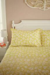 Deyongs Lazy Daisy Duvet Set in Printed Flower Design in Yellow - Size: King - thumbnail 3