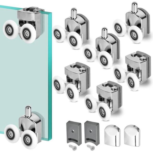 NESTLUNE 8 Pack 23mm Shower Door Rollers For 4-6mm Curved Glass in Silver - Size: 1000mm x 1000mm - image 1