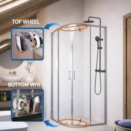 NESTLUNE 8 Pack 23mm Shower Door Rollers For 4-6mm Curved Glass in Silver - Size: 1000mm x 1000mm - thumbnail 5
