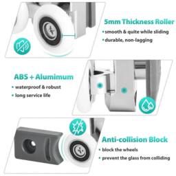 NESTLUNE 8 Pack 23mm Shower Door Rollers For 4-6mm Curved Glass in Silver - Size: 1000mm x 1000mm - thumbnail 6