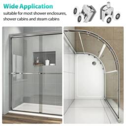 NESTLUNE 8 Pack 23mm Shower Door Rollers For 4-6mm Curved Glass in Silver - Size: 1000mm x 1000mm - thumbnail 4