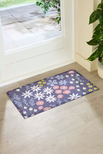 Artsy Mats Purple Floral Pattern Indoor Outdoor Doormat (70 x 40cm) - Size: 40 cm x 70 cm - image 1