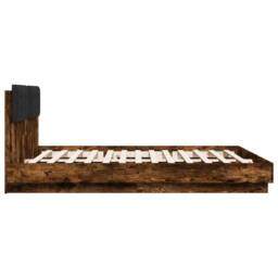 Berkfield Home Bed Frame with LED without Mattress Smoked Oak 200x200 cm in Brown - thumbnail 7