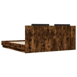 Berkfield Home Bed Frame with LED without Mattress Smoked Oak 200x200 cm in Brown - thumbnail 8