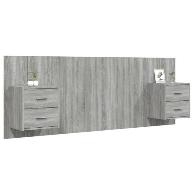 Berkfield Home Classic Bed Headboard with Cabinets Grey Sonoma Engineered Wood - image 1