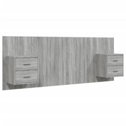 Berkfield Home Classic Bed Headboard with Cabinets Grey Sonoma Engineered Wood - thumbnail 3