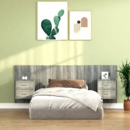 Berkfield Home Classic Bed Headboard with Cabinets Grey Sonoma Engineered Wood - thumbnail 2