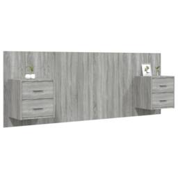 Berkfield Home Classic Bed Headboard with Cabinets Grey Sonoma Engineered Wood - thumbnail 1