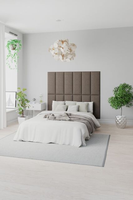 Aspire EasyMount Wall Mounted Upholstered Panels, Modular DIY Headboard in Mirazzi Velvet Fabric (Pack of 4) in Silver - image 1