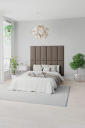 Aspire EasyMount Wall Mounted Upholstered Panels, Modular DIY Headboard in Mirazzi Velvet Fabric (Pack of 4) in Silver - thumbnail 1