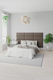 Aspire EasyMount Wall Mounted Upholstered Panels, Modular DIY Headboard in Mirazzi Velvet Fabric (Pack of 4) in Silver - thumbnail 3