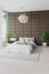Aspire EasyMount Wall Mounted Upholstered Panels, Modular DIY Headboard in Mirazzi Velvet Fabric (Pack of 4) in Silver - thumbnail 2