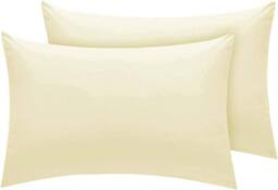 Homes-Linen Premium Percale Pillowcases 180 Thread Count Hotel Quality 2 Pack Set in Cream - Size: Standard Pillow Case - thumbnail 1