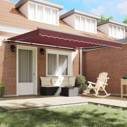 Berkfield Home Manual Retractable Awning Burgundy 400x300 cm