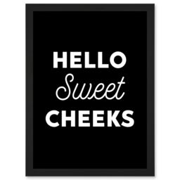 Artery8 Funny Toilet Decor Bathroom Wall Art Hello Sweet Cheeks Cheeky Sign Artwork Framed Wall Art Print A4 in Black - thumbnail 1
