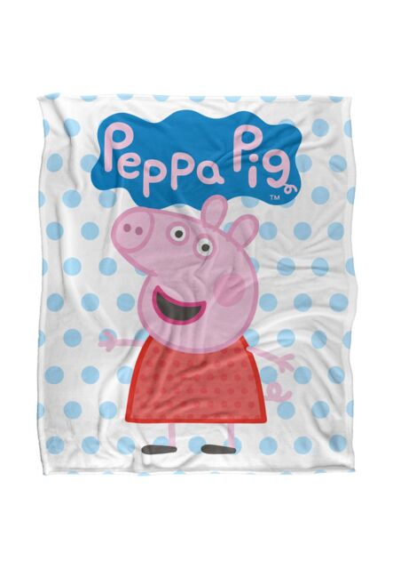 Hasbro Peppa Pig Kids Silky Touch Blanket 152x127cm Peppa & Logo in White - Size: 152x127 cm - image 1