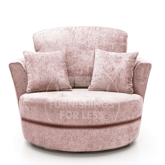 Furnishings For Less UK Monaco Chenille Fabric Swivel Chair 360 Rotation Foam Single Seater in Pink - image 1