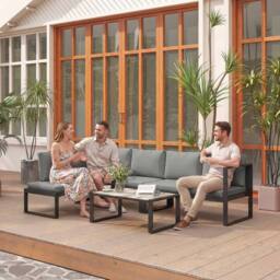 OUTSUNNY Garden Sofa Set with 2 Loveseats, Armless Chair, Coffee Table in Dark Grey - thumbnail 1