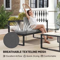 OUTSUNNY Garden Sofa Set with 2 Loveseats, Armless Chair, Coffee Table in Dark Grey - thumbnail 5