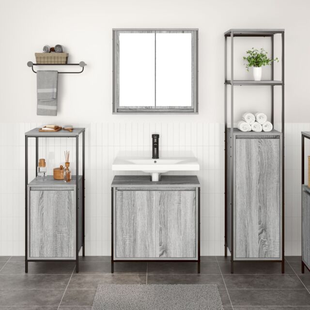 Berkfield Home 3 Piece Bathroom Furniture Set in Grey Sonoma Engineered Wood - image 1
