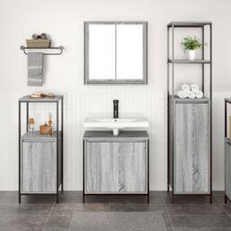Berkfield Home 3 Piece Bathroom Furniture Set in Grey Sonoma Engineered Wood - thumbnail 1
