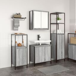 Berkfield Home 3 Piece Bathroom Furniture Set in Grey Sonoma Engineered Wood - thumbnail 4