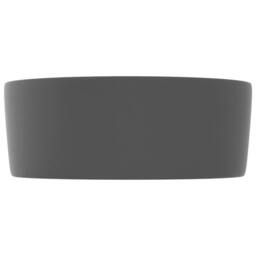 Berkfield Home Luxury Wash Basin Round Matt Dark Grey 40x15 cm Ceramic - thumbnail 4