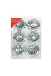 KDMD Silver Disco Baubles 6 Pack Christmas Ornament