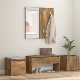 Berkfield Home Hallway Furniture Set Smoked Oak Engineered Wood in Brown