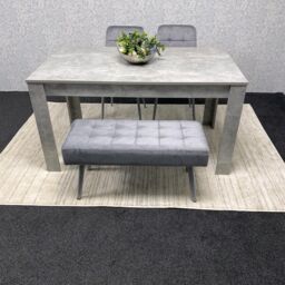KOSY KOALA Grey Wooden Dining Table Set with 2 Chairs & 1 Bench, Room Furniture - Size: 140 cm x 80 cm - thumbnail 2