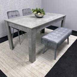 KOSY KOALA Grey Wooden Dining Table Set with 2 Chairs & 1 Bench, Room Furniture - Size: 140 cm x 80 cm - thumbnail 1